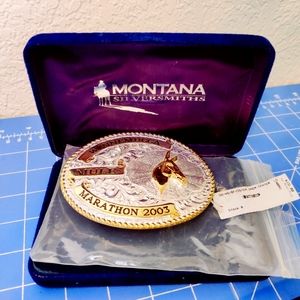 🆕 WINNEMUCCA MARATHON 2003 MULE MONTANA SILVERSMITHS BELT BUCKLE HORSE